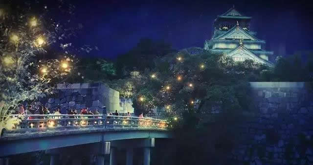 夜游大阪城 极乐桥
